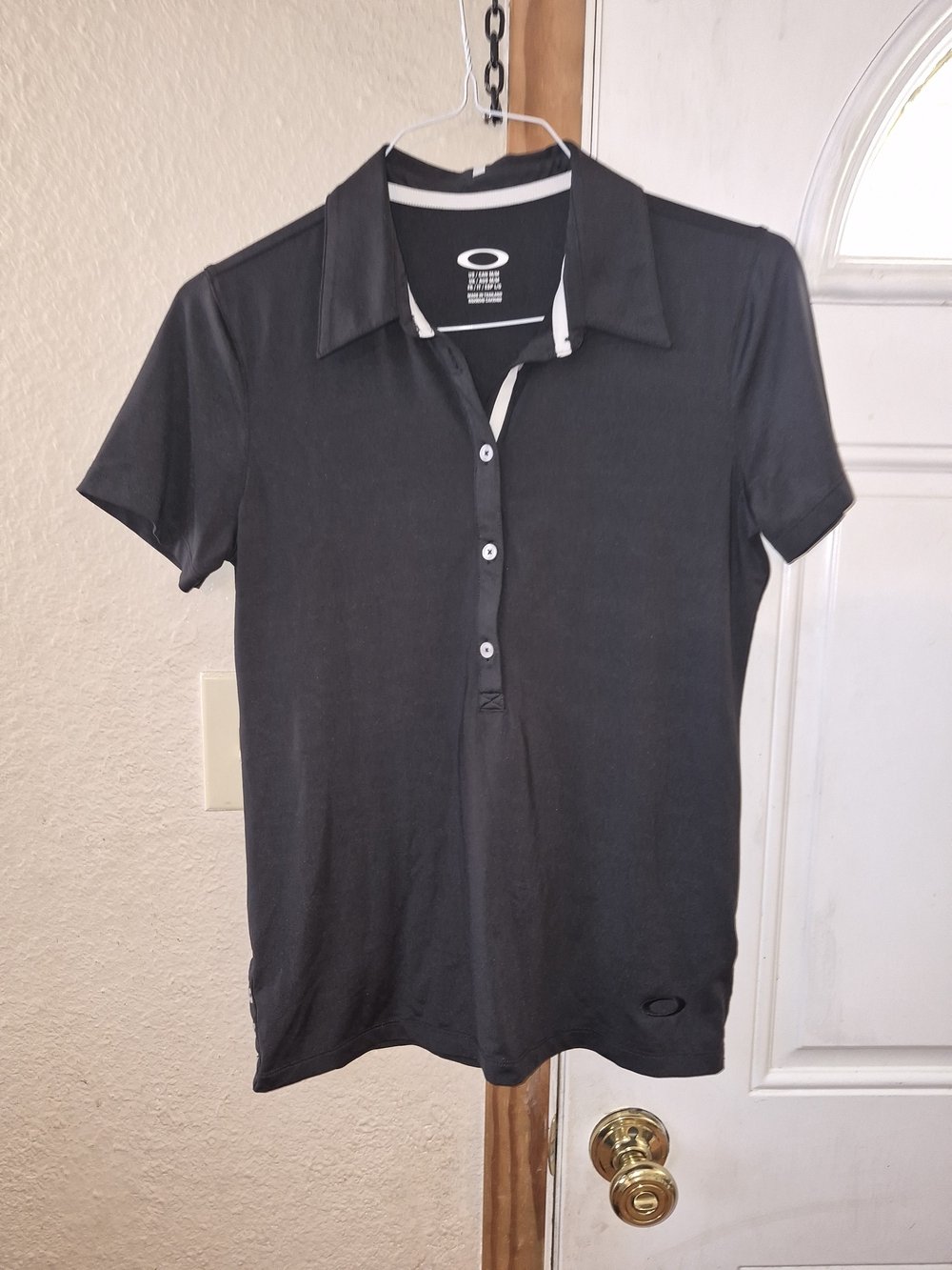 Oakley Womens Black Polo with Contrasting Collar Trim